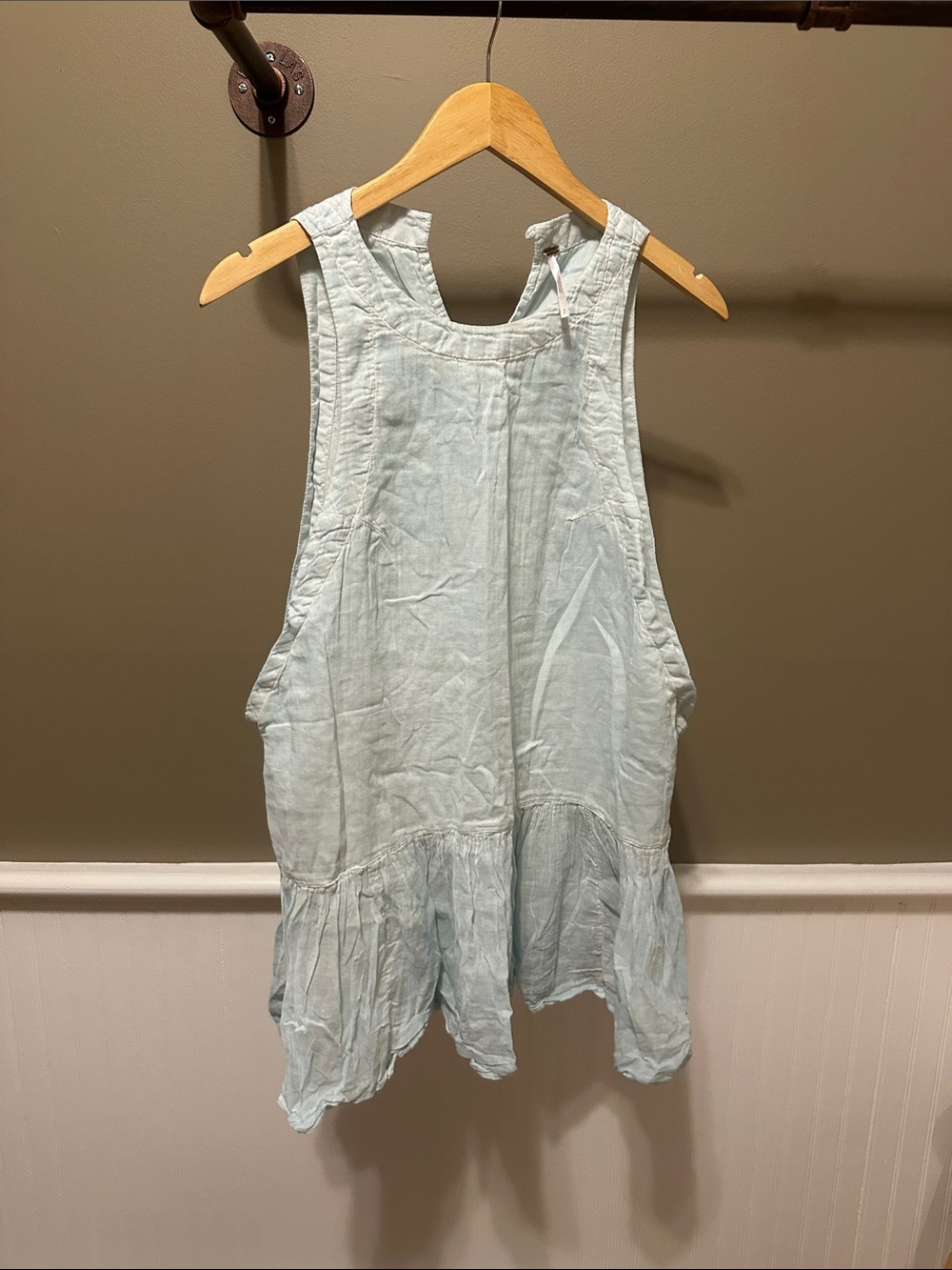 Free People Pale Blue Linen Blend Sleeveless Tunic